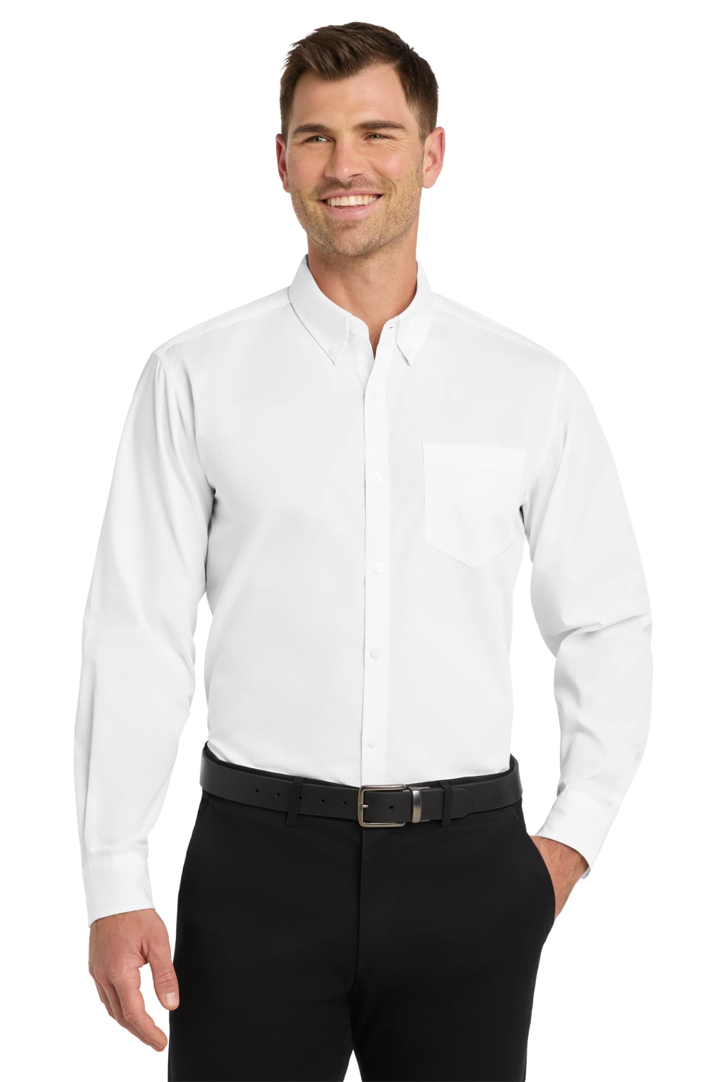 Long Sleeve Carefree Poplin Button Shirt