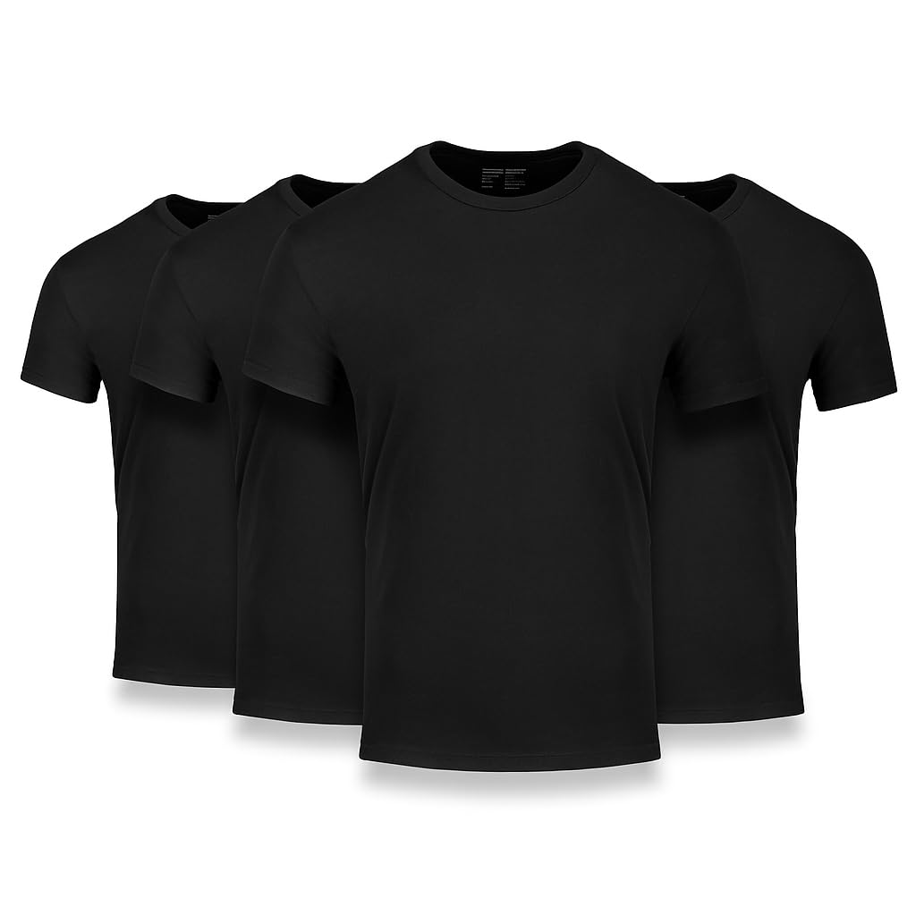 Fresh Clean Threads Men's Crew Neck T-Shirts – Short Sleeve, Fitted Style, Soft Cotton-Poly Blend, Tag-Free Comfort