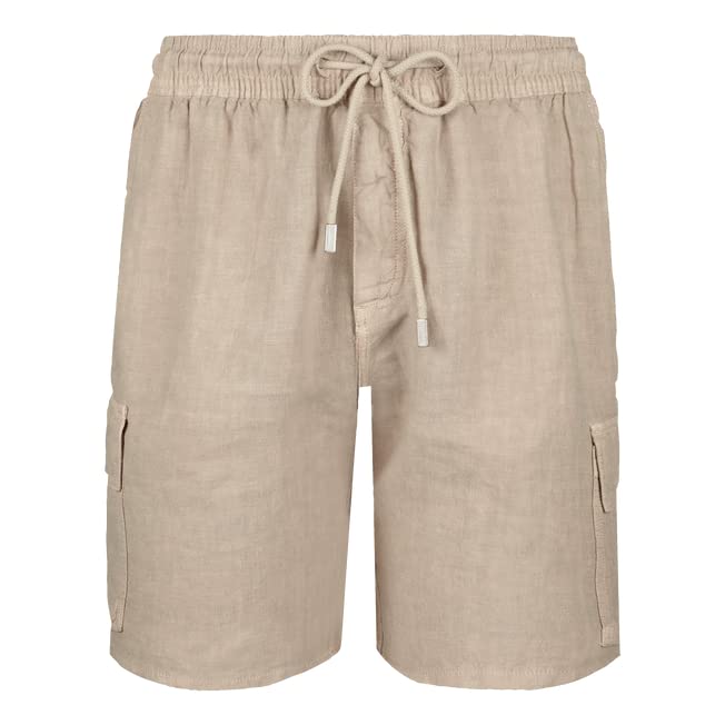 Linen Bermuda Cargo Shorts For Men