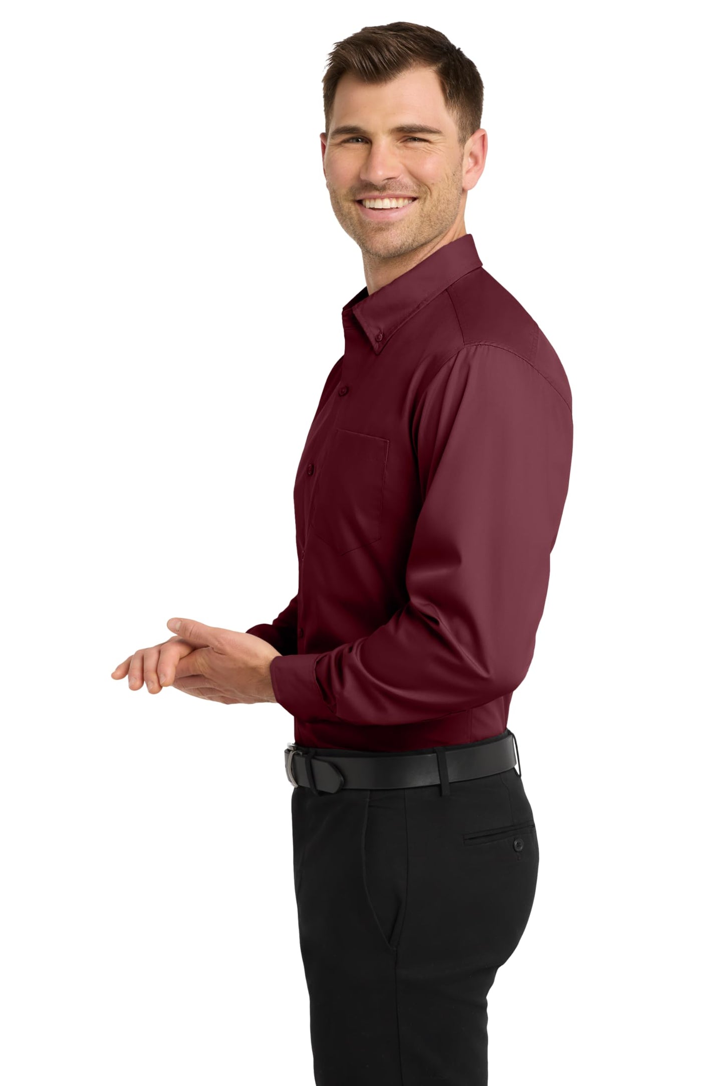 Long Sleeve Carefree Poplin Button Shirt