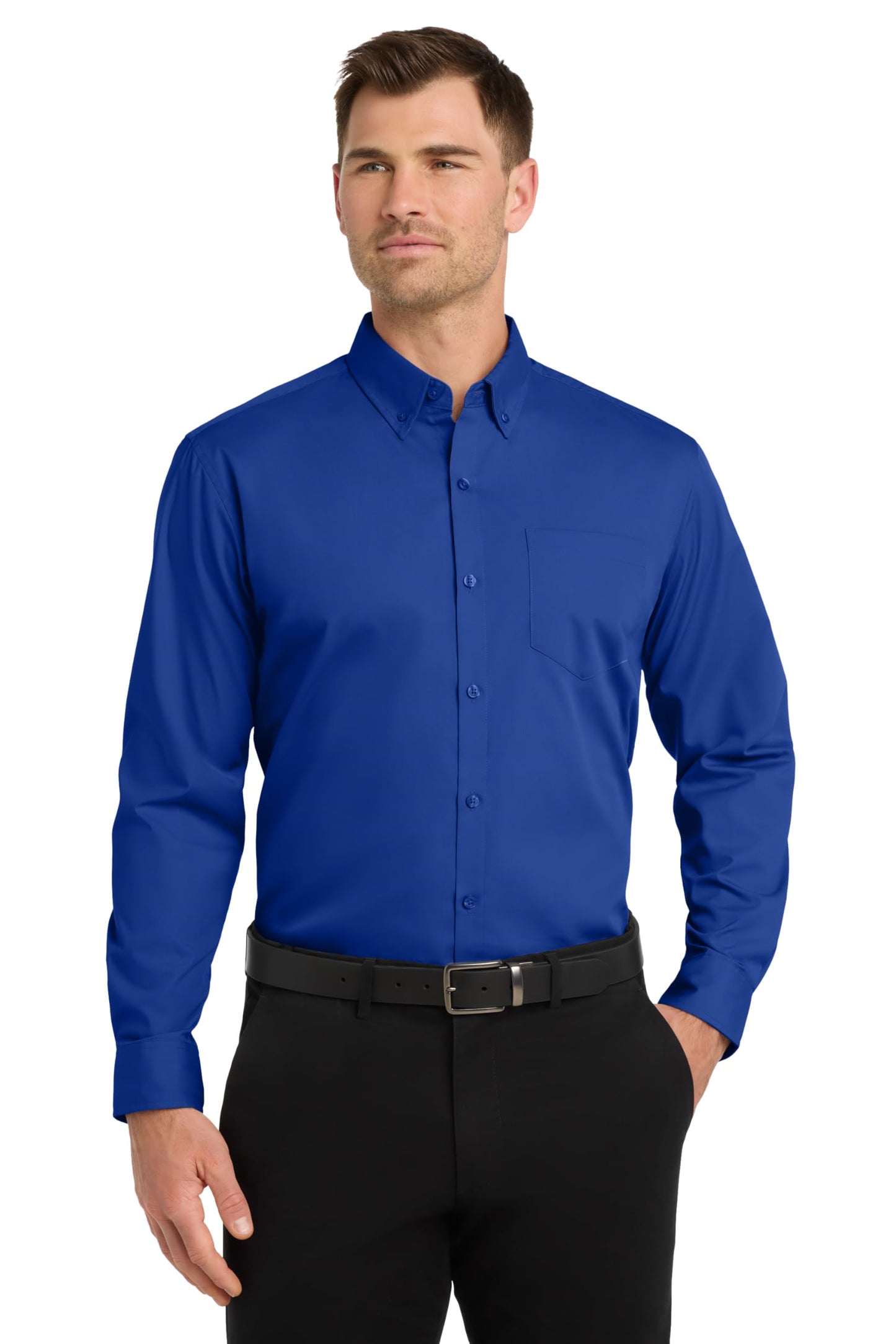 Long Sleeve Carefree Poplin Button Shirt