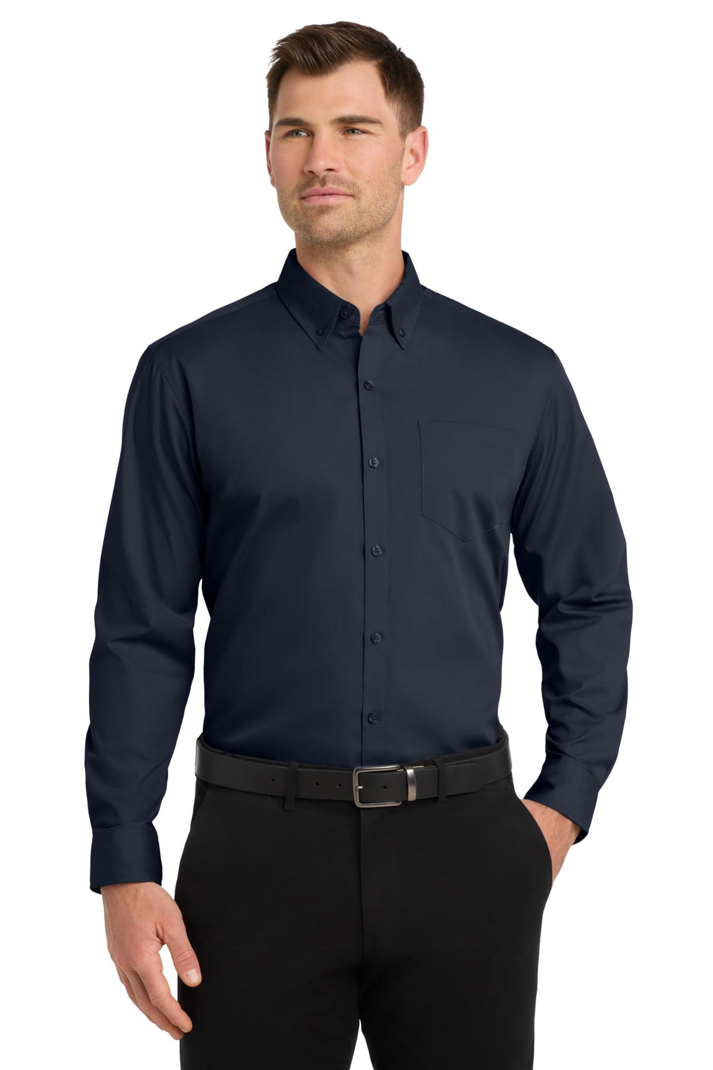 Long Sleeve Carefree Poplin Button Shirt
