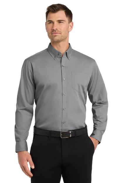 Long Sleeve Carefree Poplin Button Shirt
