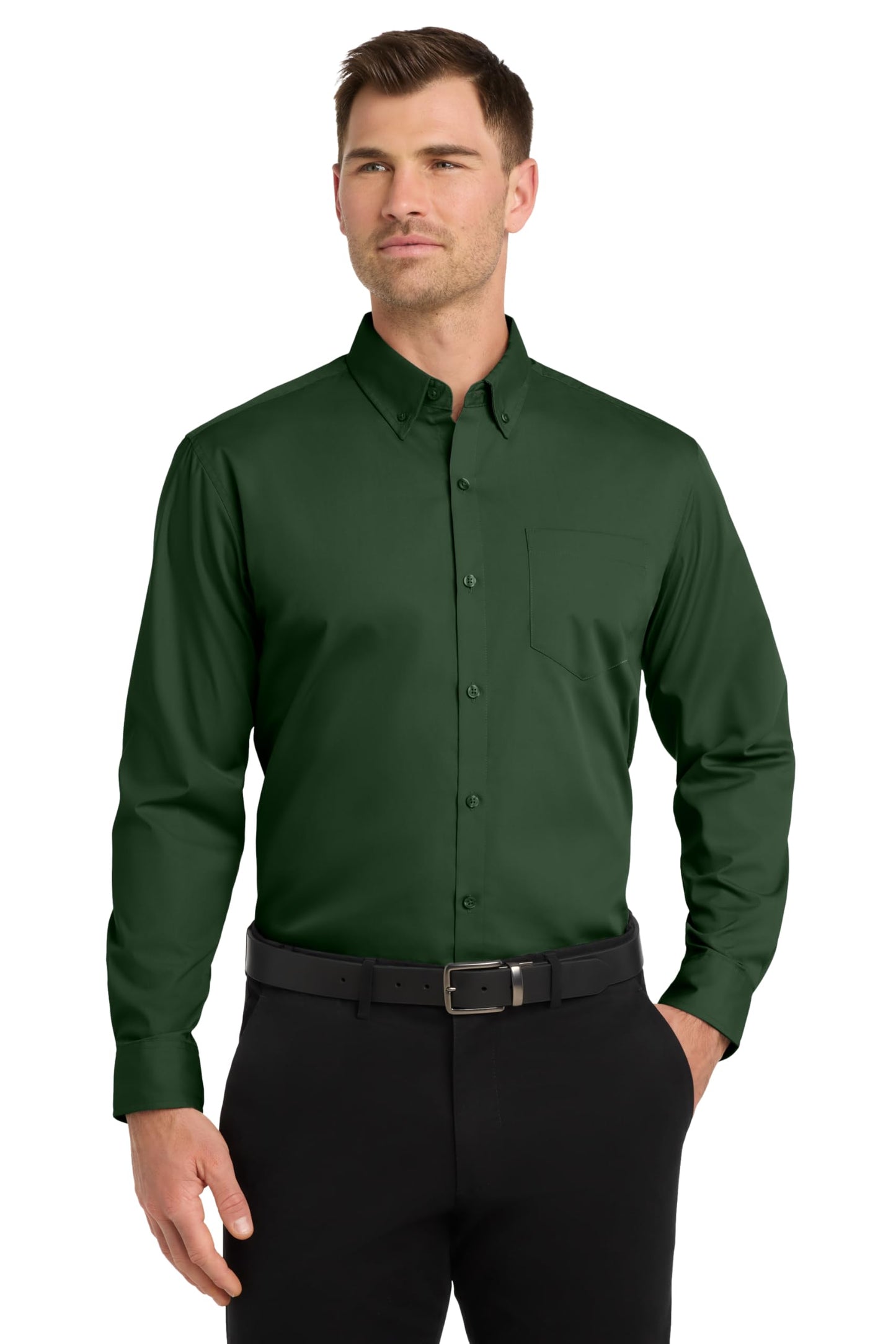 Long Sleeve Carefree Poplin Button Shirt