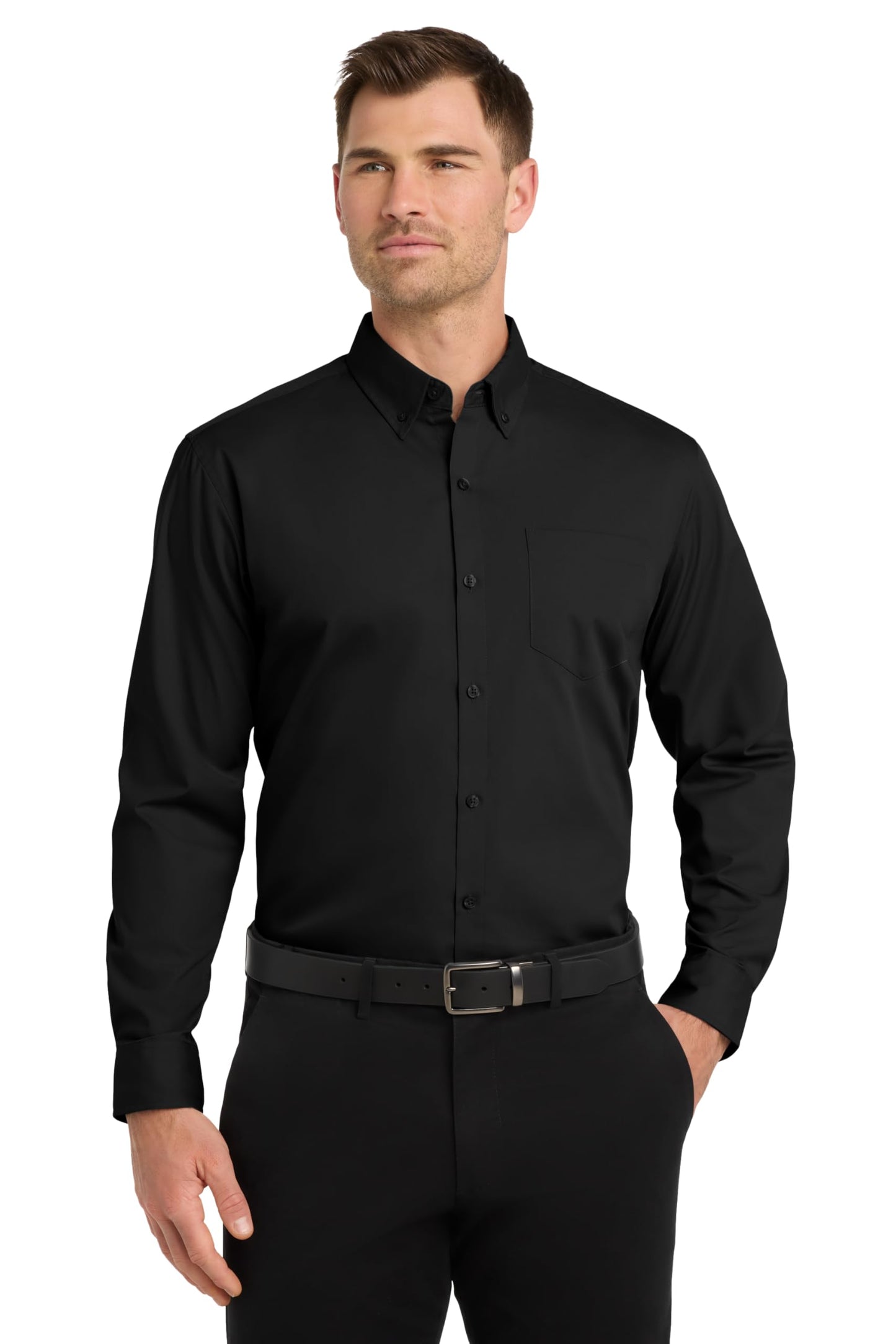 Long Sleeve Carefree Poplin Button Shirt