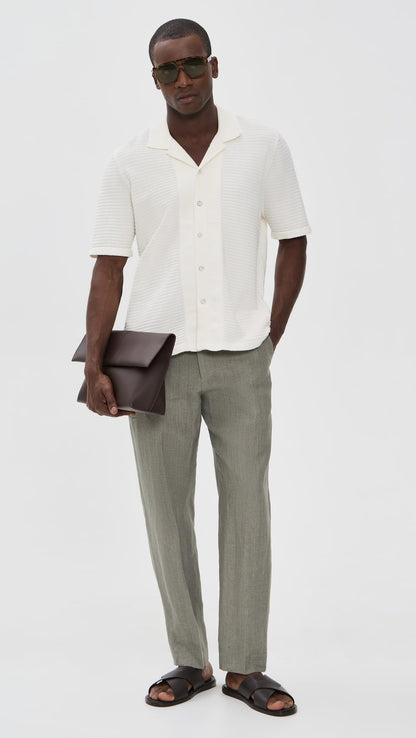 Relaxed Fit Linen Tailored Trousers