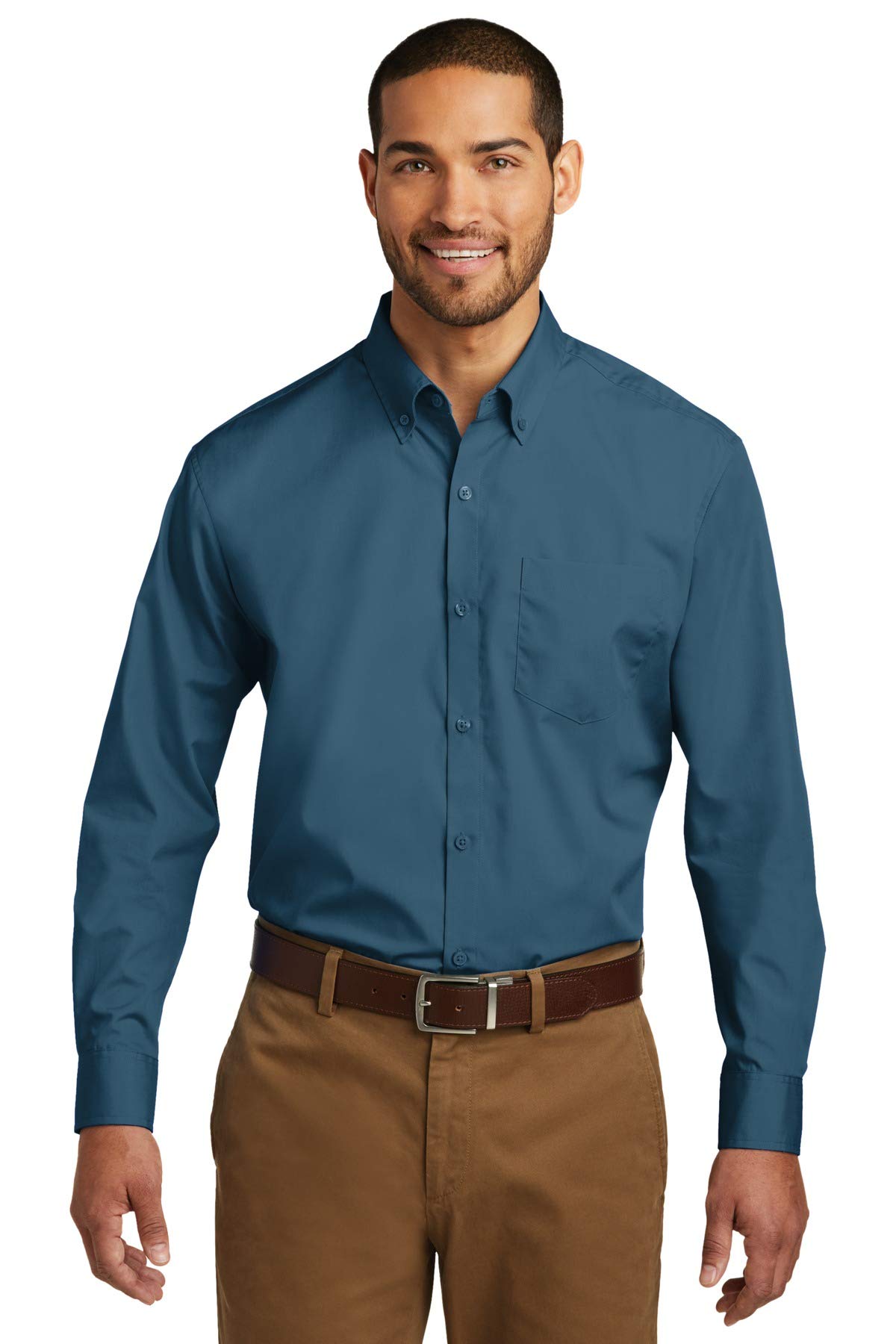 Long Sleeve Carefree Poplin Button Shirt