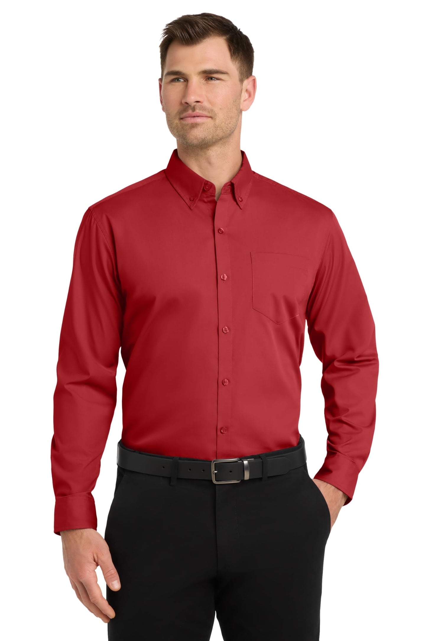 Long Sleeve Carefree Poplin Button Shirt