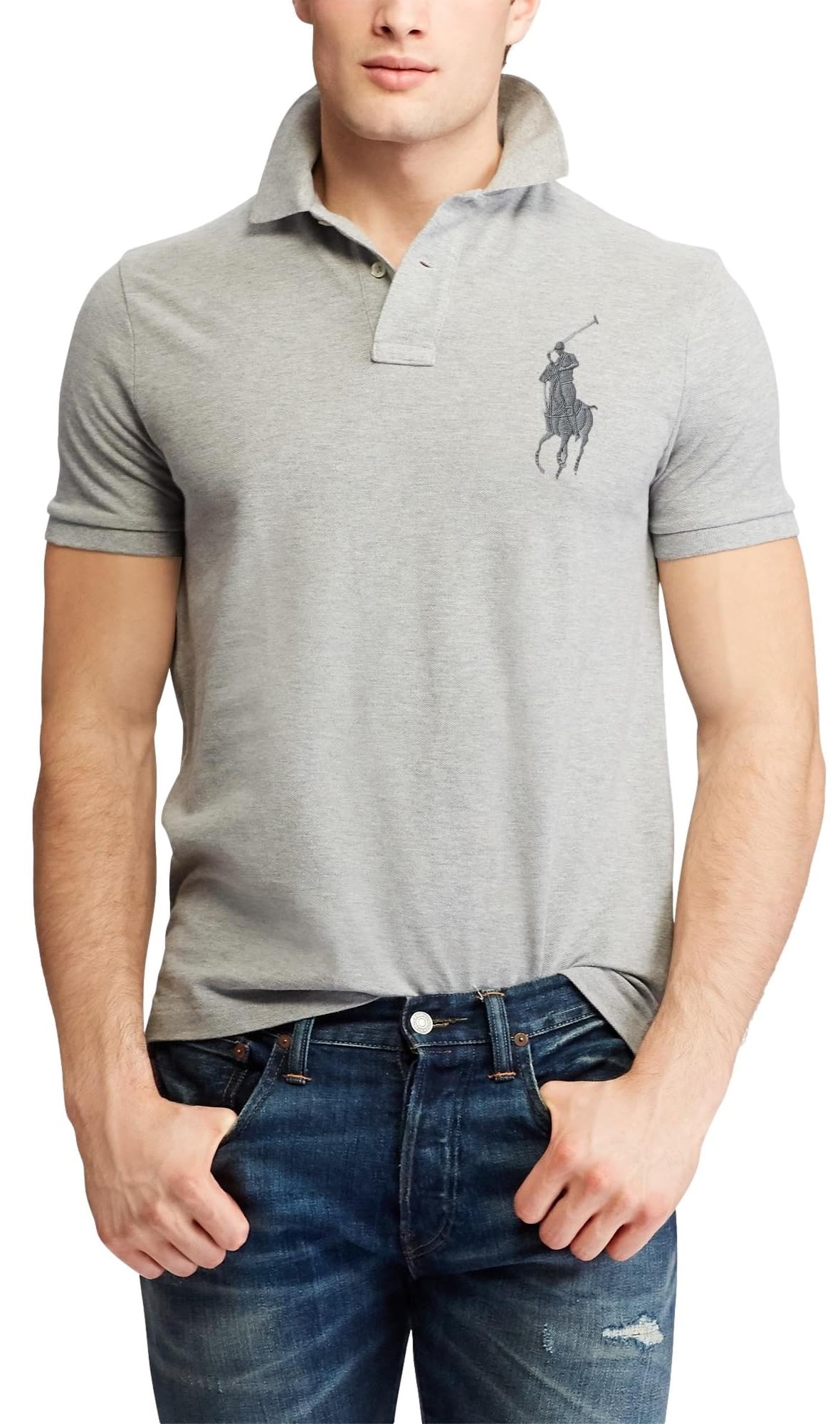 Classic Fit Mesh Polo Shirt For Men