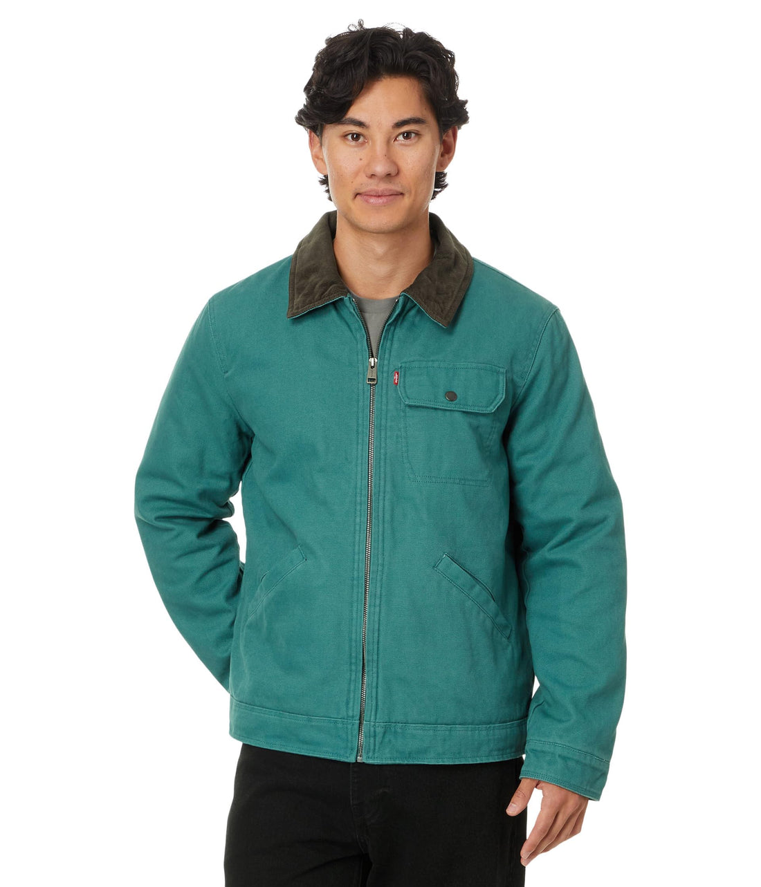 Corduroy Collar Canvas Work Jacket