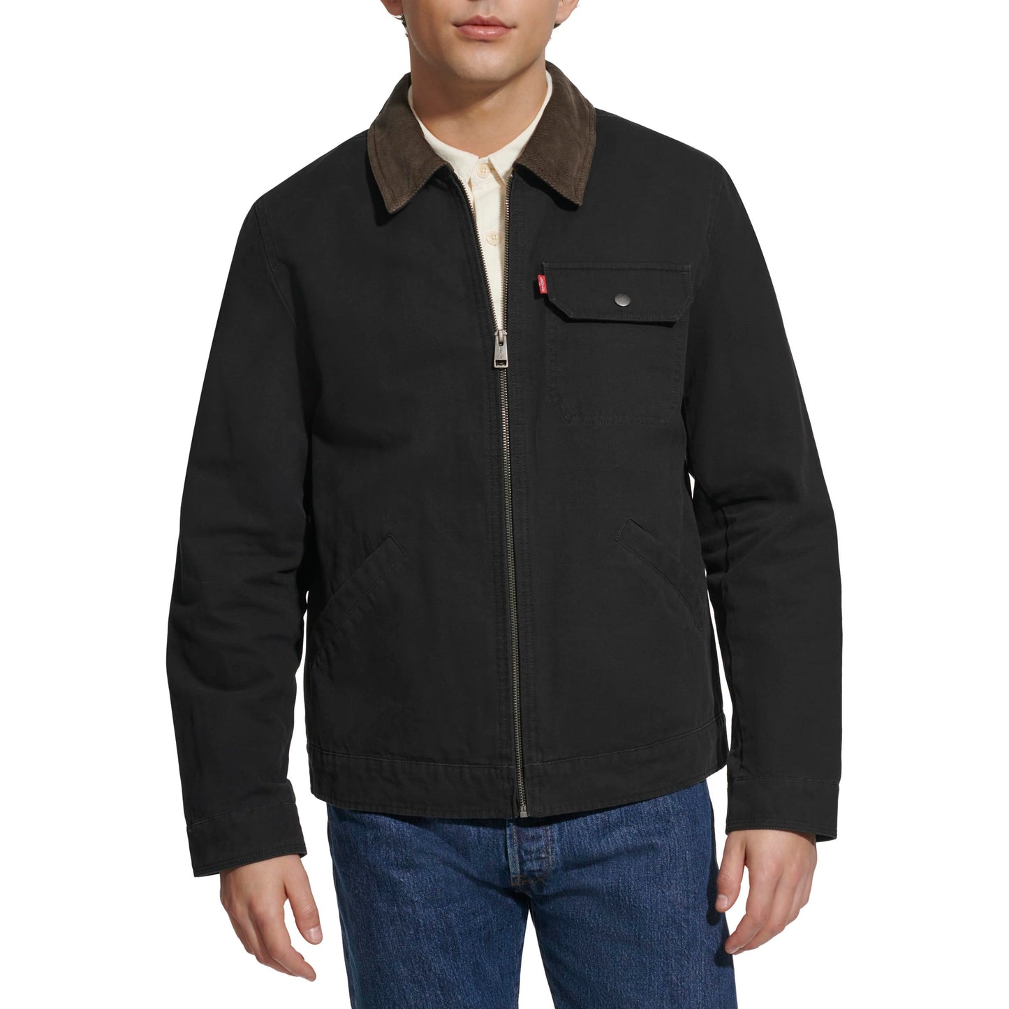Corduroy Collar Canvas Work Jacket