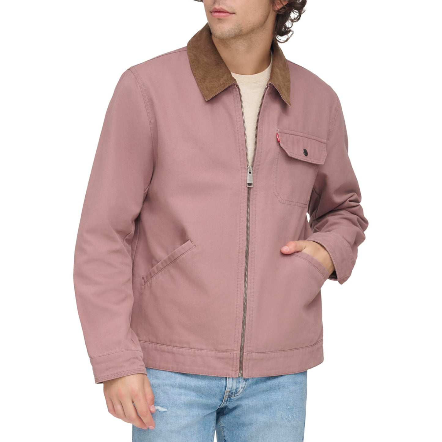 Corduroy Collar Canvas Work Jacket