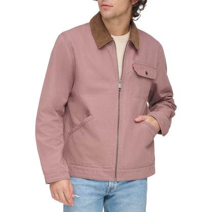 Corduroy Collar Canvas Work Jacket