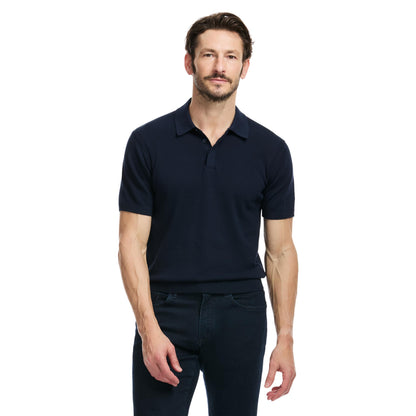 Short Sleeve Rib Knit Sweater Polo