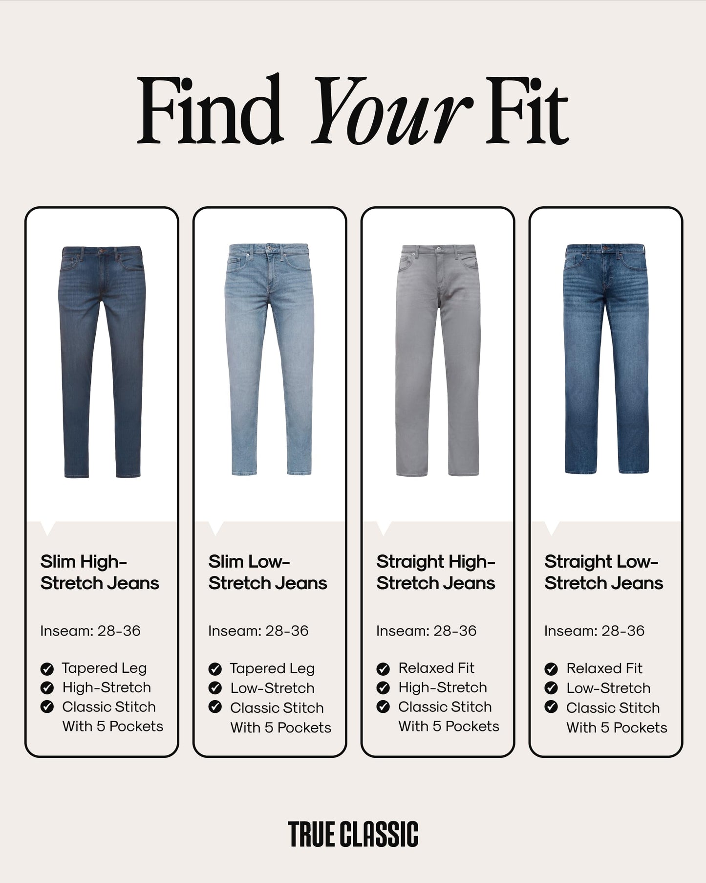 Slim Straight Stretch Denim Jeans