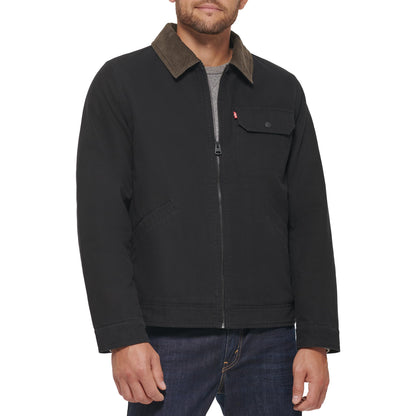 Corduroy Collar Canvas Work Jacket