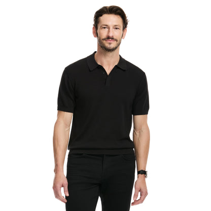 Short Sleeve Rib Knit Sweater Polo