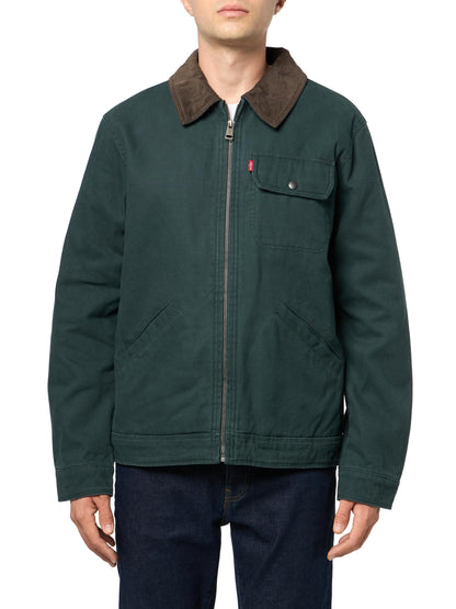 Corduroy Collar Canvas Work Jacket