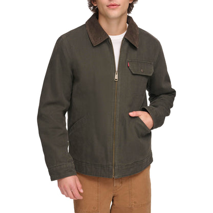 Corduroy Collar Canvas Work Jacket