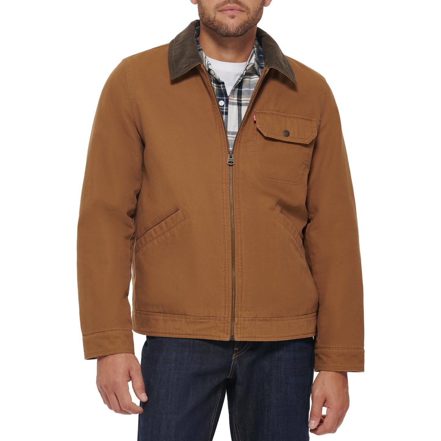 Corduroy Collar Canvas Work Jacket