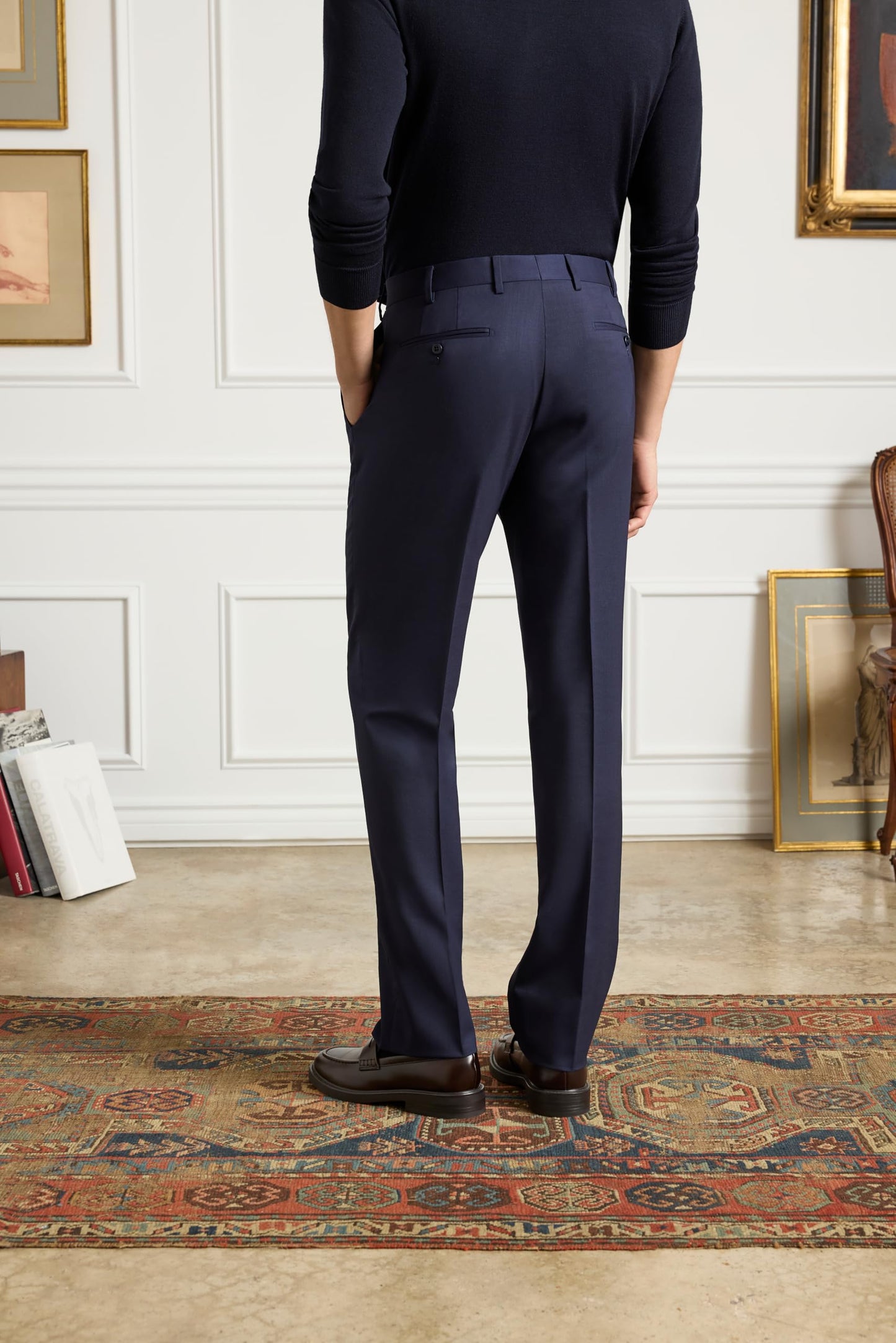 Italian Serge Wool Tailored Dress Pants
