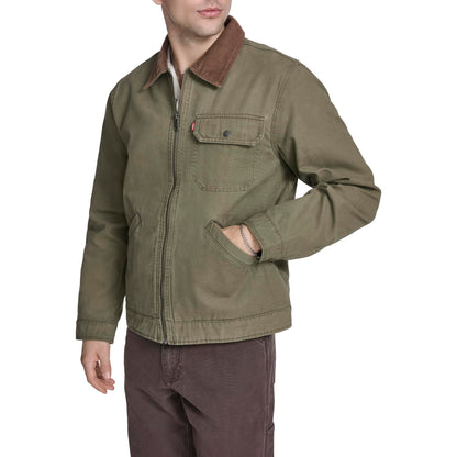 Corduroy Collar Canvas Work Jacket