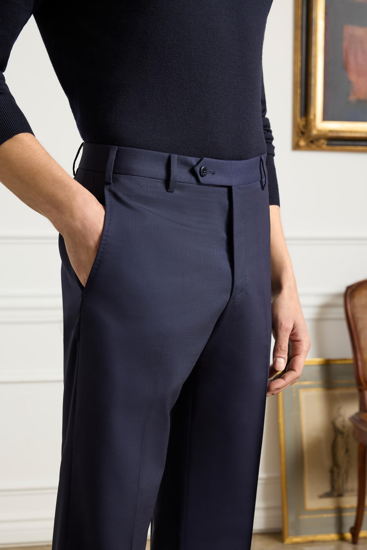 Italian Serge Wool Tailored Dress Pants