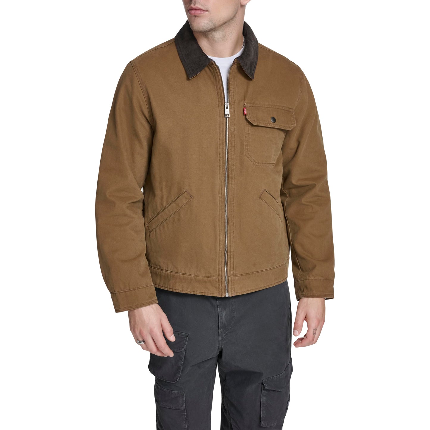 Corduroy Collar Canvas Work Jacket