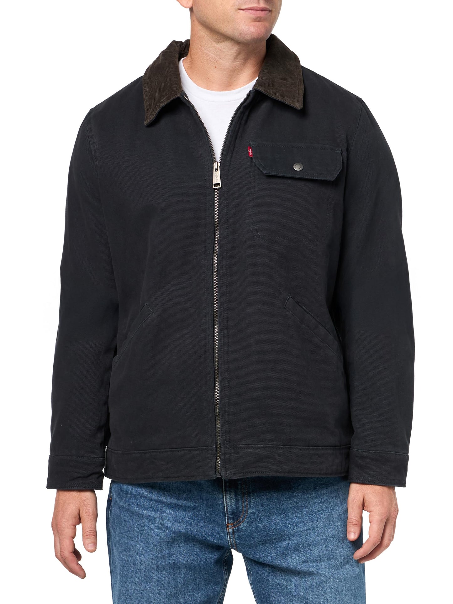 Corduroy Collar Canvas Work Jacket