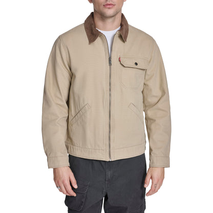 Corduroy Collar Canvas Work Jacket
