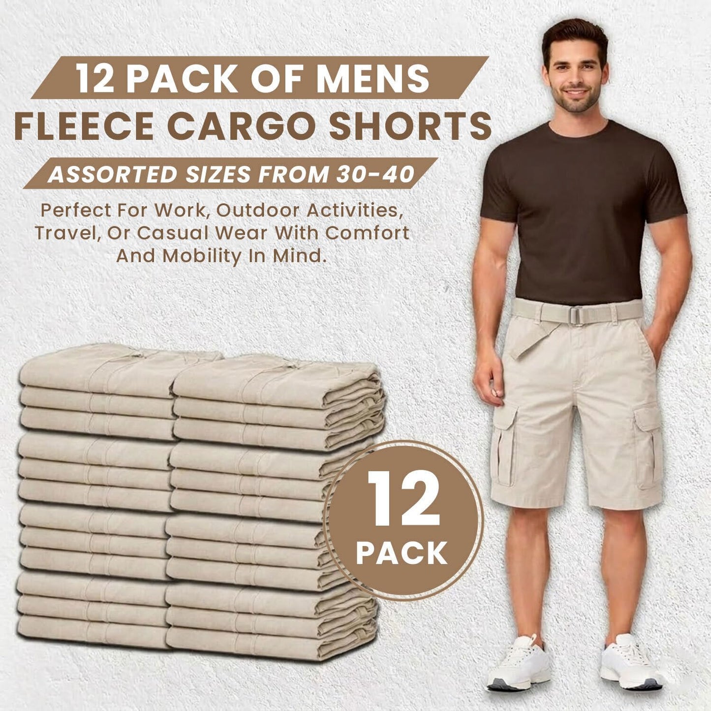 Six Pocket Adjustable Belt Cargo Shorts