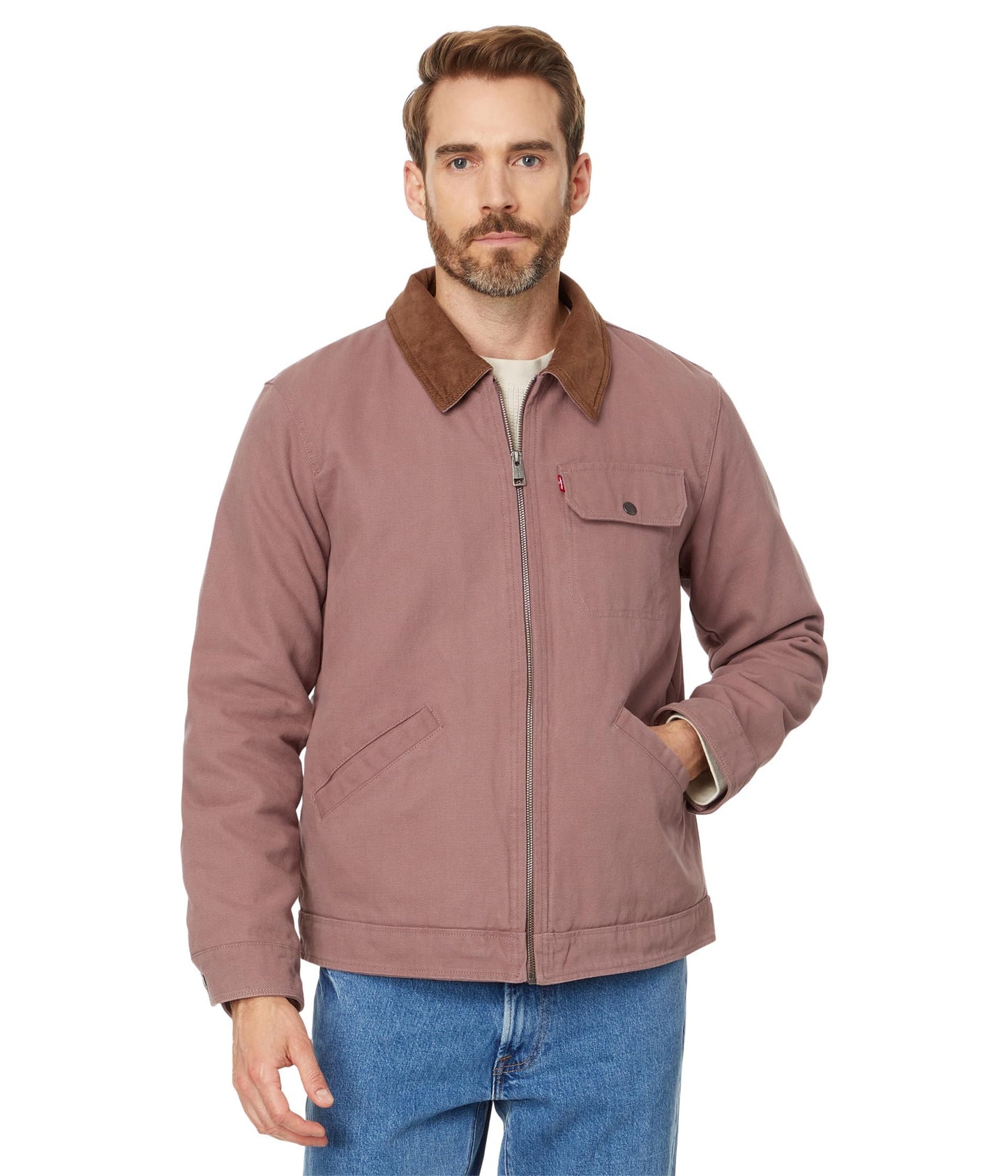 Corduroy Collar Canvas Work Jacket