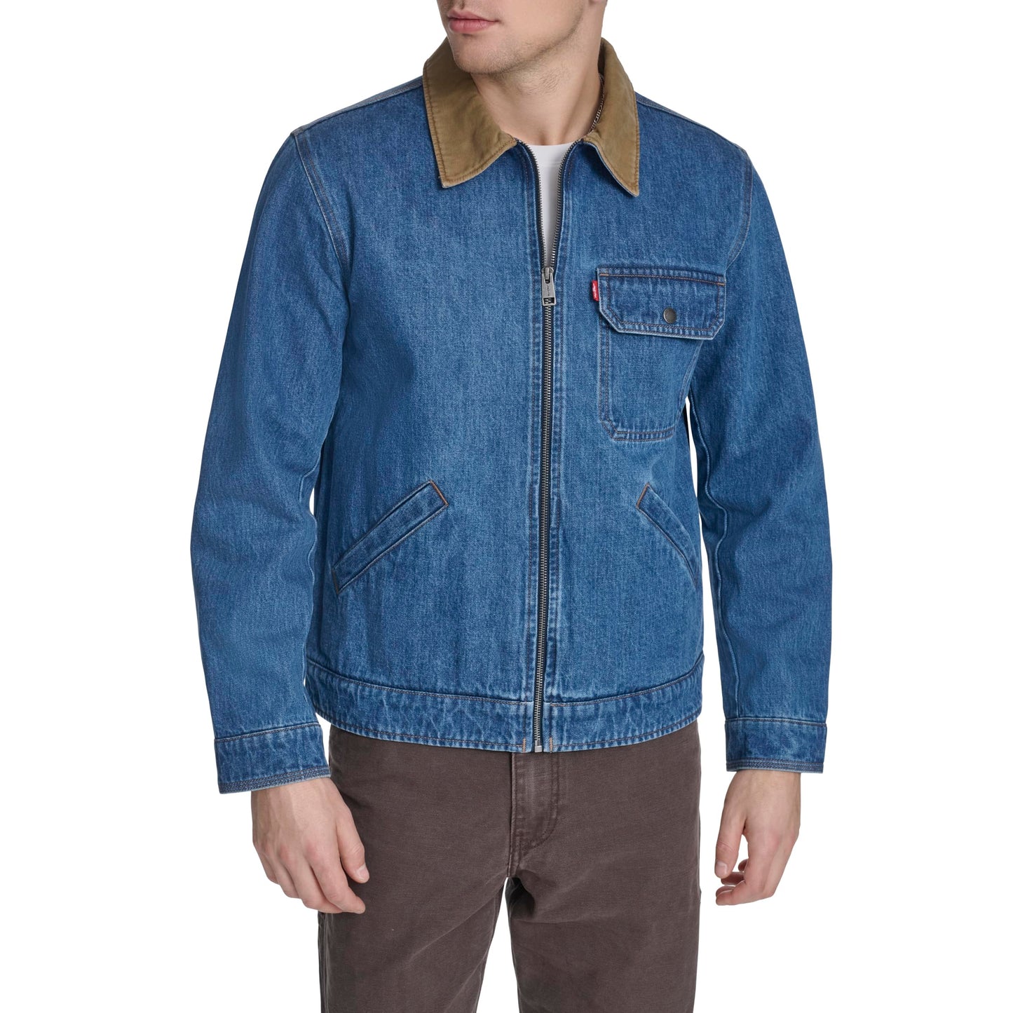 Corduroy Collar Canvas Work Jacket