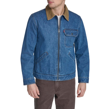 Corduroy Collar Canvas Work Jacket