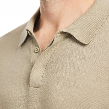 Short Sleeve Rib Knit Sweater Polo